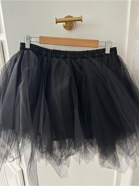 Black Tulle Mini Skirt - Women's Layered Ballet Style